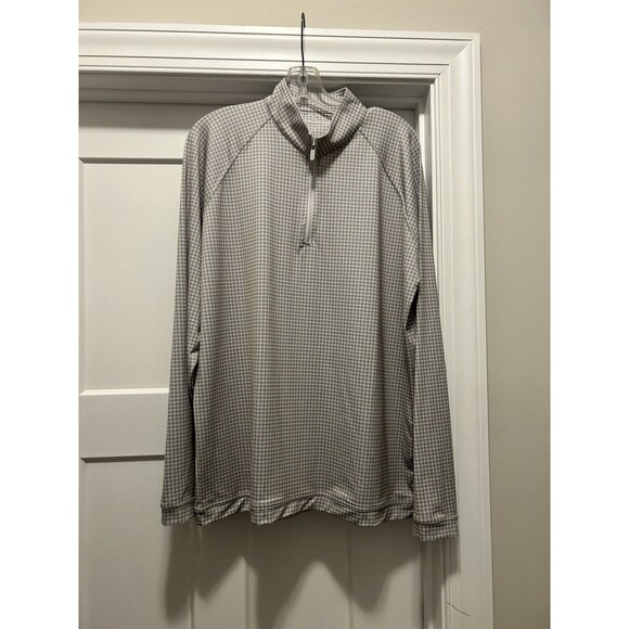 Harlestons Men's Quarter-Zip Golf Pullover Gray Herringbone Size Large Tailored - Picture 1 of 5